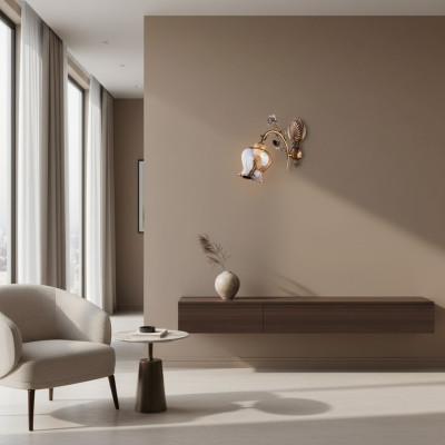 Wandlampe Wandleuchten Blumen Wandleuchte Lüster Wand Lampe Braun Glas