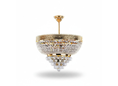 Runder Kronleuchter Luxus Deckenleuchter Lüster Deckenlampe Kristall Gold 50x60