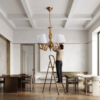 Lüster Kronleuchter Deckenleuchter Deckenlampe Lampen Zink Gold Art
