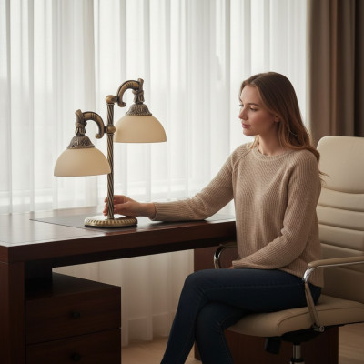  Tischleuchte Tischlampe Lampe Leuchten Art Gold Lampen Tisch Glas