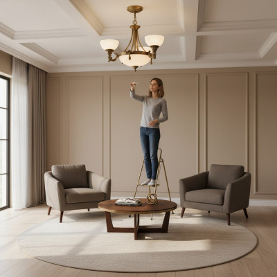 Klassische Weiße Deckenlampe Pendelleuchte Gold Design Kronleuchter