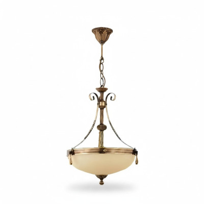 Lüster Deckenleuchter Lampe Deckenlampe Kronleuchter Glas Beige Art