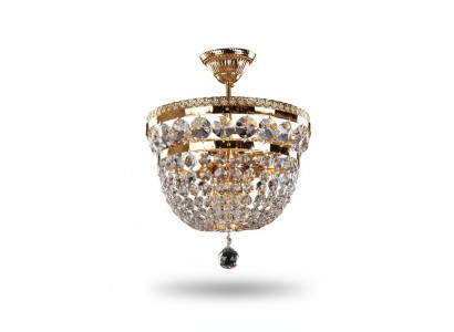 Rund Luxus Lüster Deckenlampe Deckenleuchter Kronleuchter Gold Kristall Art