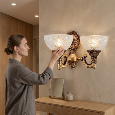 Wandlampe Wandleuchten Art Wandleuchte Lüster Wand Lampen Gold Glas