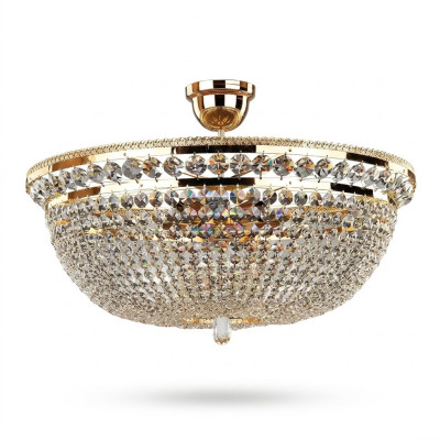Runde Kristall Leuchte Deckenlampe Luxus Lüster Deckenleuchter Gold Kronleuchter