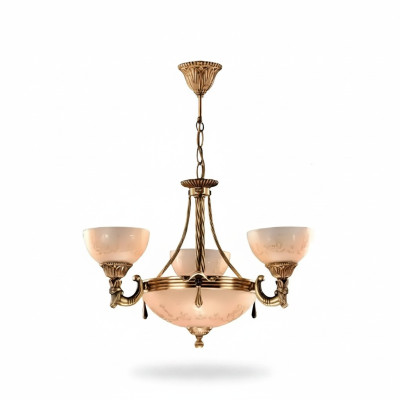 Deckenlampe Lüster Deckenleuchter Lampe Kronleuchter Glas Gold Beige