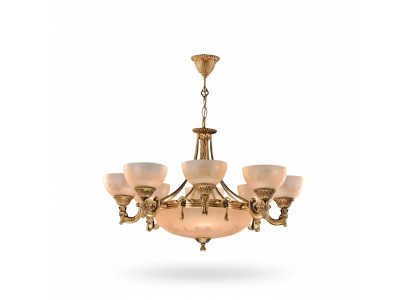 Lüster Deckenlampe Deckenleuchter Lampe Kronleuchter Glas Gold Beige