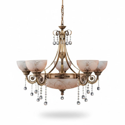 Deckenlampe Lüster Deckenleuchter Lampe Kronleuchter Glas Gold Braun