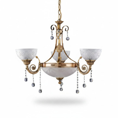 Kronleuchter Lampe Deckenlampe Lüster Deckenleuchter Glas Gold Grau