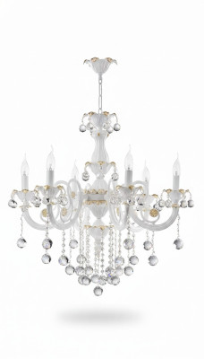 Luxus Kronleuchter Deckenlampe Lüster Deckenleuchter Weiß Kristall