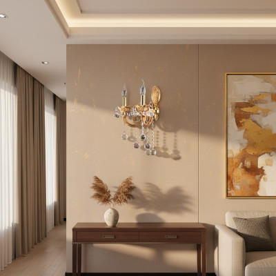 Wandleuchte Wandlampe Wandleuchten Art Lüster Wand Lampe Gold Kristall