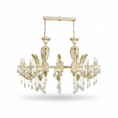 Lampe Deckenleuchter Luxus Kronleuchter Deckenlampe Lüster Beige Kristall