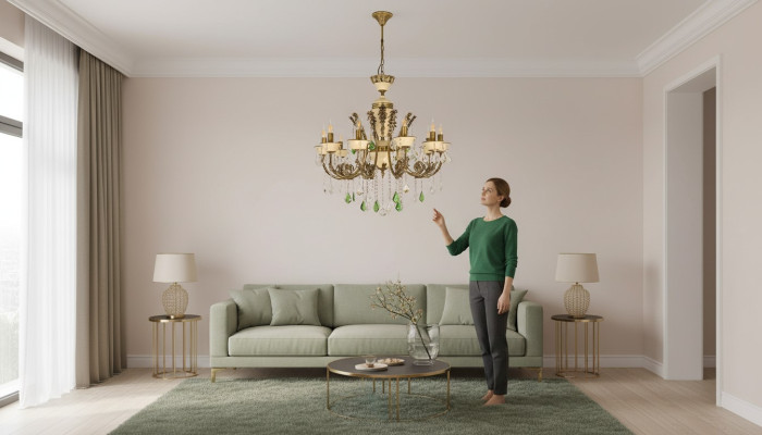 Luxus Kronleuchter Deckenlampe Lüster Leuchte Lampe Braun Kristall 80cm