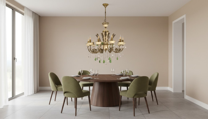 Luxus Kronleuchter Deckenlampe Lüster Leuchte Lampe Braun Kristall 80cm