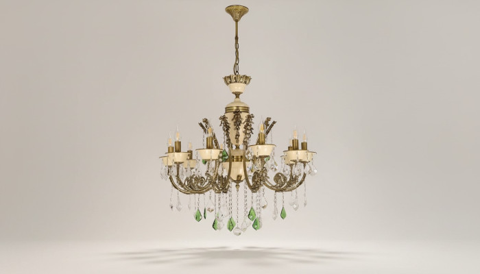 Luxus Kronleuchter Deckenlampe Lüster Leuchte Lampe Braun Kristall 80cm