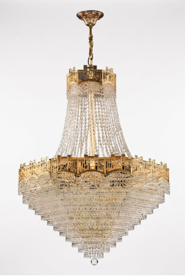 Luxus Deckenleuchter Kronleuchter Deckenlampe Lüster Gold Kristall 77x145