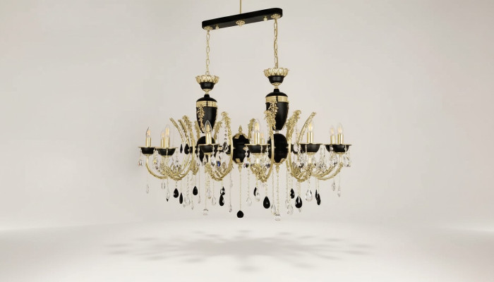 Deckenleuchte Luxus Kronleuchter Deckenlampe Luster Kristall Schwarz Lampe