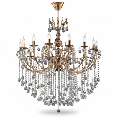 Luxus Deckenleuchter Kronleuchter Deckenlampe Lüster Gold Kristall Lampe