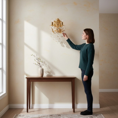 Wandlampe Wandleuchten Wandleuchte Lüster Wand Lampen Kristall Gold