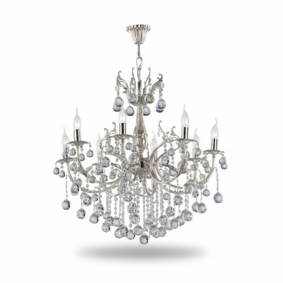 Deckenleuchter Luxus Silber Kronleuchter Deckenlampe Lüster Kristall Lampe