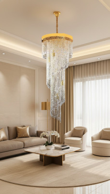 Kronleuchter Deckenleuchter Luxus Gold Deckenlampe Lüster Kristall Art