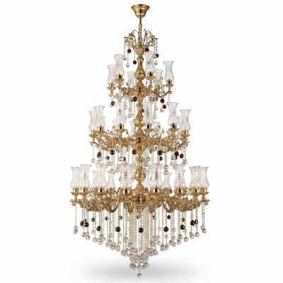 Luxus Deckenleuchte Gold Kronleuchter Deckenlampe Lüster Kristall 130x280cm
