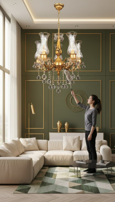 Deckenleuchter Luxus Gold Kronleuchter Deckenlampe Lüster Kristall Art