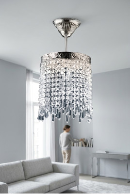 Lüster Deckenleuchter Kronleuchter Silber Deckenlampe Kristall Lampe