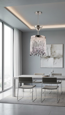Lüster Deckenleuchter Kronleuchter Silber Deckenlampe Kristall Lampe