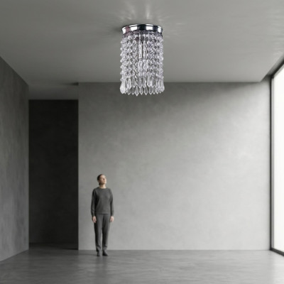 Lampe Deckenleuchter Kronleuchter Silber Deckenlampe Lüster Kristall