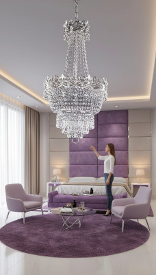 Kronleuchter Deckenleuchter Silber Deckenlampe Lüster Kristall Hängelampe