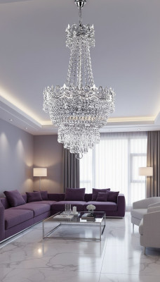 Kronleuchter Deckenleuchter Silber Deckenlampe Lüster Kristall Hängelampe