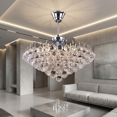 Lüster Deckenleuchter Kronleuchter Silber Deckenlampe Kristall Lampe