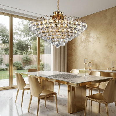 Deckenleuchter Luxus Gold Kronleuchter Deckenlampe Lüster Kristall Art