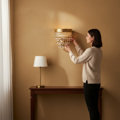 Wandlampe Wandleuchten Wandleuchte Lüster Wand Lampen Kristall Gold