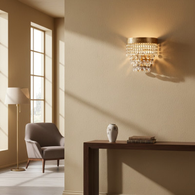 Wandlampe Wandleuchten Wandleuchte Lüster Wand Lampen Kristall Gold