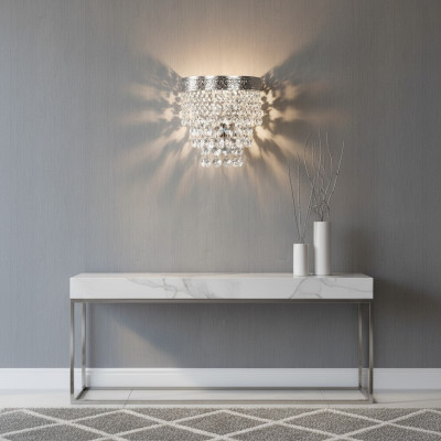Wandleuchte Wandlampe Wandleuchten Lüster Wand Lampen Kristall Silber