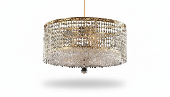 Lüster Deckenleuchter Luxus Gold Kronleuchter Runde Deckenlampe Kristall Art