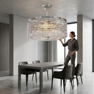 Runde Deckenlampe Deckenleuchter Luxus Silber Kronleuchter Lüster Kristall