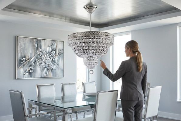 Lüster Deckenleuchter Luxus Silber Kronleuchter Deckenlampe Kristall