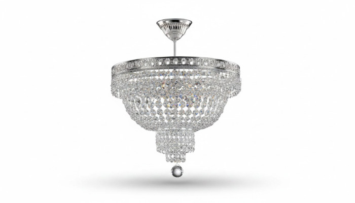 Lüster Deckenleuchter Luxus Silber Kronleuchter Deckenlampe Kristall