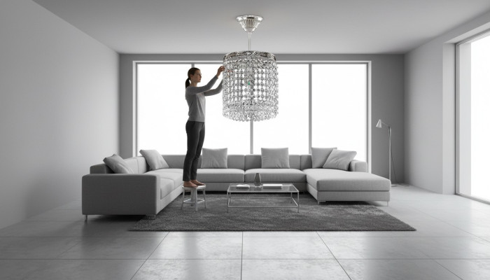 Lüster Deckenlampe Kristall Deckenleuchter Luxus Silber Kronleuchter