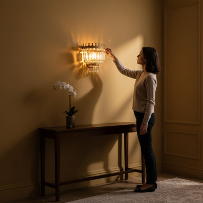  Wandleuchte Wandlampe Wandleuchten Lüster Wand Lampen Kristall Gold