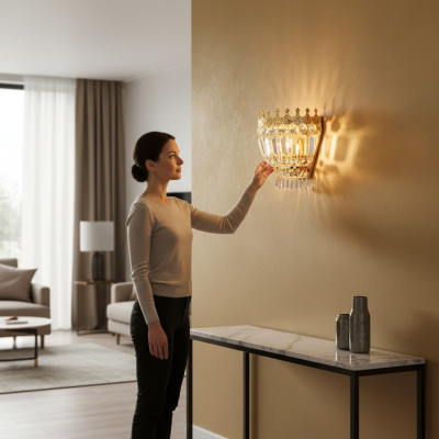 Wandleuchten Wandleuchte Wandlampe Lüster Wand Lampen Kristall Gold