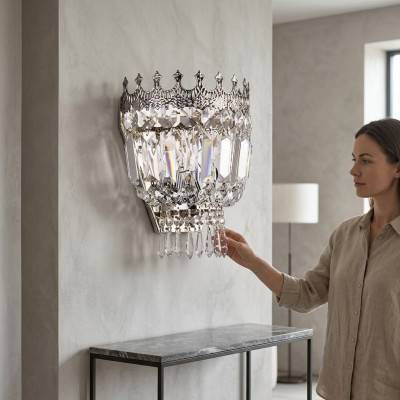 Wandleuchten Wandleuchte Wandlampe Lüster Wand Lampen Kristall Silber