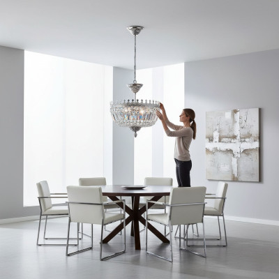 Deckenleuchter Luxus Silber Kronleuchter Deckenlampe Lüster Kristall