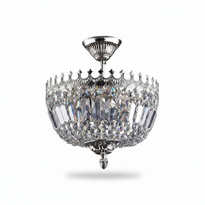 Deckenleuchter Luxus Silber Kronleuchter Deckenlampe Lüster Kristall