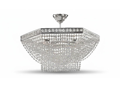 Luxus Lüster Deckenleuchter Silber Kronleuchter Deckenlampe Kristall