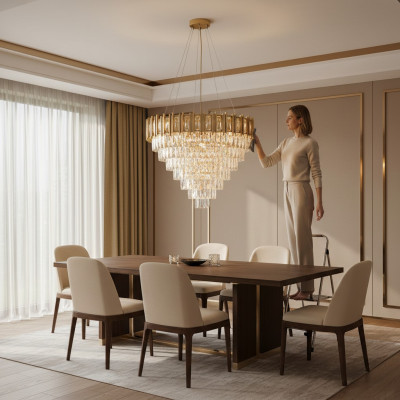 Luster Kronleuchter Deckenleuchter Luxus Gold Deckenlampe Kristall