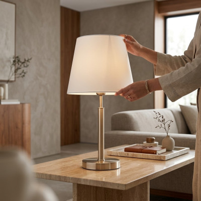 Tischleuchte Tischlampe Lampe Leuchten Modern Weiß Lampen Tisch Metall